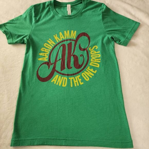 Bella Canvas Aaron Kamm And The One Drops Green Tshirt  With Graphics Size Small - Picture 1 of 7